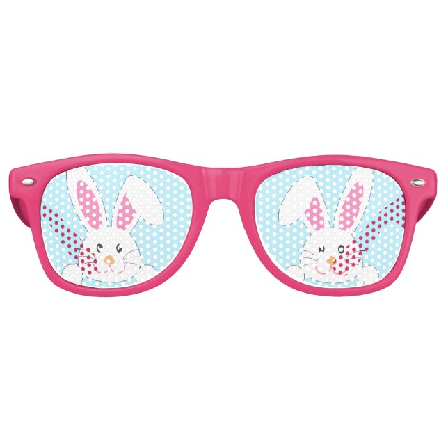 Cute Easter Bunny Pink Retro Sunglasses (Front)