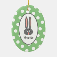 Cute Easter Bunny Polka Dots Personalized Ornament