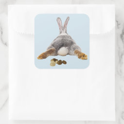 Cute Easter Bunny Poop Jelly Beans Square Sticker | Zazzle