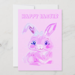 Cute Easter Bunny Preschool Teacher Pink Easter Holiday Card