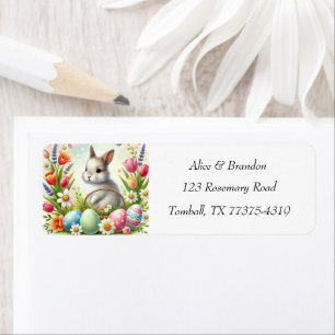 Cute Easter Bunny Rabbit Brunch Watercolor Label