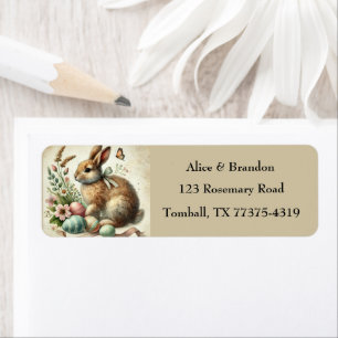 Cute Easter Bunny Rabbit Brunch Watercolor Label