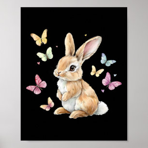 Cute Easter Bunny Rabbit Butterfly  Poster