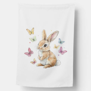 Cute Easter Bunny Rabbit Butterfly T-Shirt House Flag