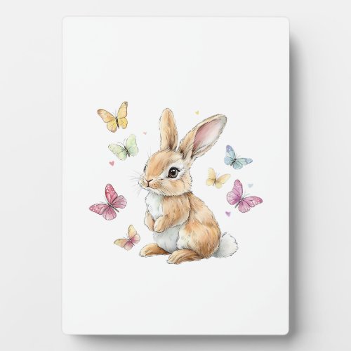 Cute Easter Bunny Rabbit Butterfly T-Shirt Plaque