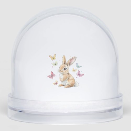 Cute Easter Bunny Rabbit Butterfly T-Shirt Snow Globe
