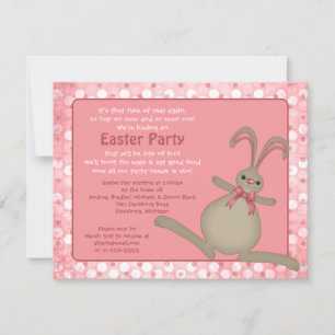 Cute Easter Bunny Rabbit Easter Party Invitations