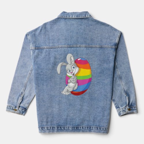 Cute Easter Bunny Rabbit Egg For Kids Boys Girls E Denim Jacket