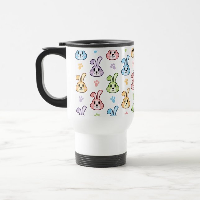Cute Easter Bunny Rabbit Pattern | Holidays Travel Mug (Left)