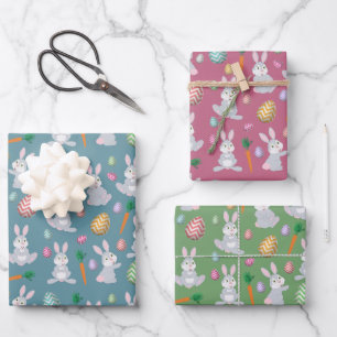 Cute Easter Bunny Rabbit Pattern  Wrapping Paper Sheets
