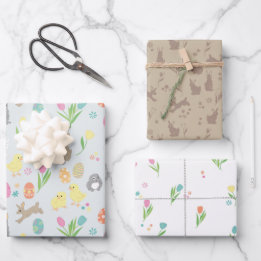 Cute easter bunny rabbit pattern wrapping paper sheets