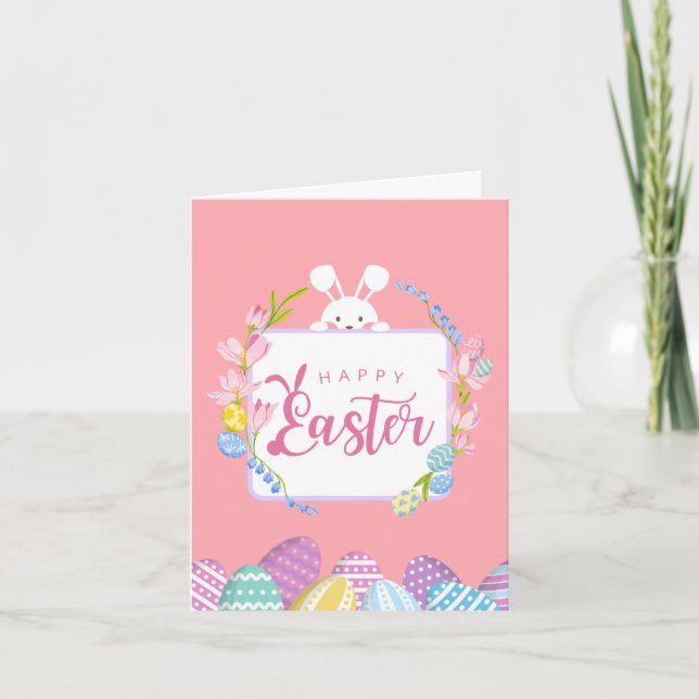 Cute Easter Bunny Rabbit Photo Card (Front)