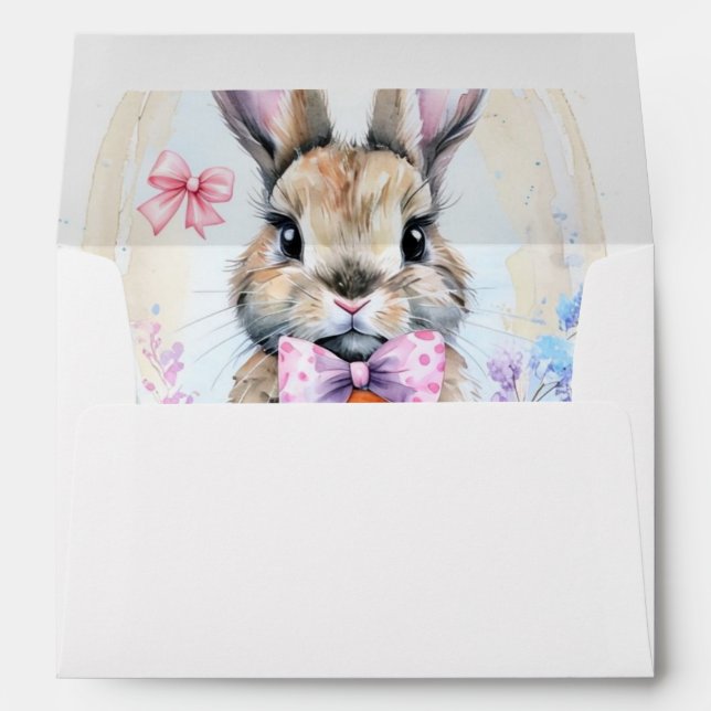 Cute Easter Bunny Rabbit Return Address Envelope (Back (Bottom))