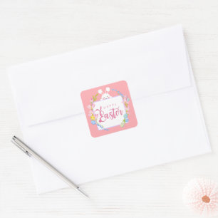 Cute Easter Bunny Rabbit Square Sticker
