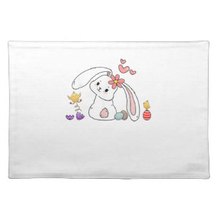Cute Easter Bunny Rabbit with Eggs Baby Chicks Hap Cloth Placemat