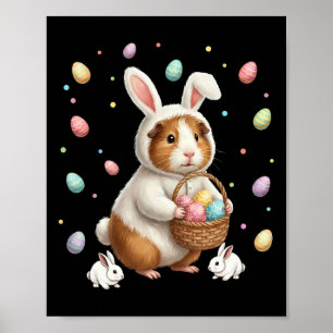 Cute Easter Bunny Rabbit With Eggs Whimsical Guine Poster