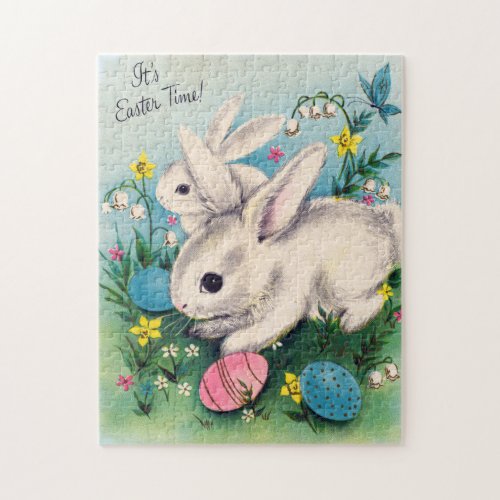cute Easter bunny retro vintage jigsaw puzzle
