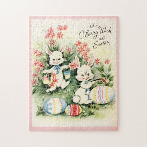 cute Easter bunny retro vintage Jigsaw Puzzle