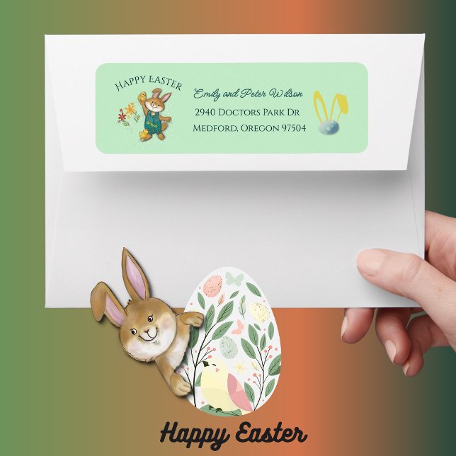 Cute Easter Bunny  Return Address  Label (Cute Easter Bunny Return Address Label )