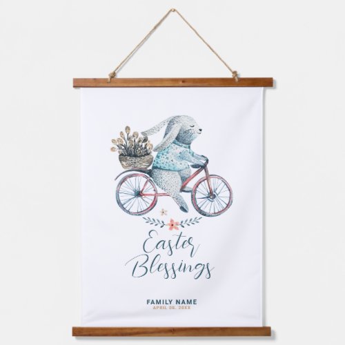 Cute Easter Bunny Riding a Bike Hanging Tapestry