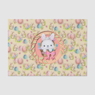 Cute Easter Bunny Sitting in The Basket Tissue Paper