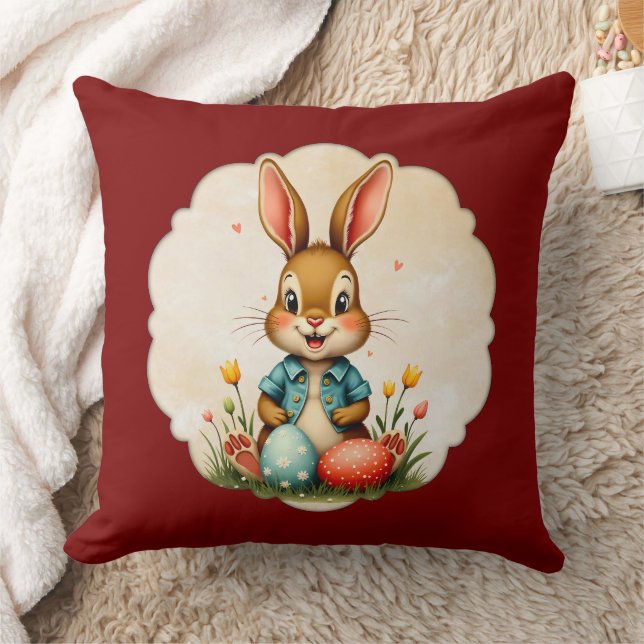 Cute Easter Bunny – Soft Frame - almofada Throw Pillow (Blanket)