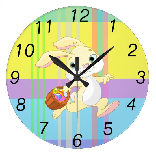 Cute Easter Bunny,Spring Colors,Holiday Large Clock | Zazzle.com