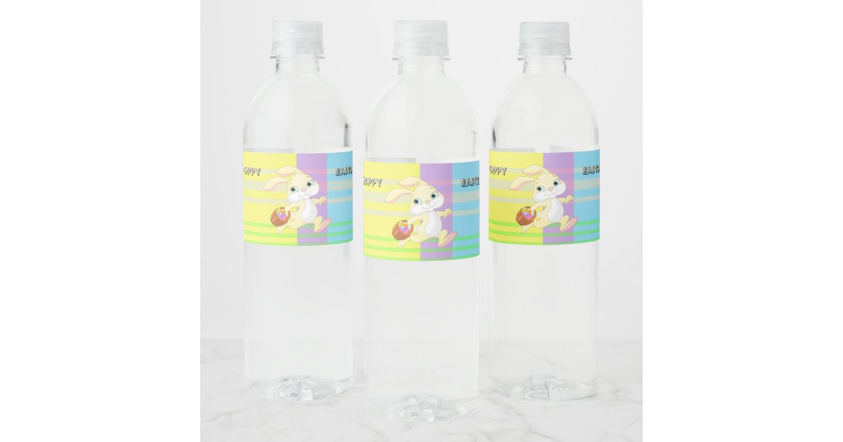 Cute Easter Bunny,Spring Colors,Holiday Water Bottle Label | Zazzle