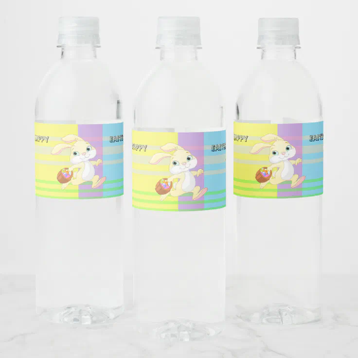 Cute Easter Bunny,Spring Colors,Holiday Water Bottle Label | Zazzle