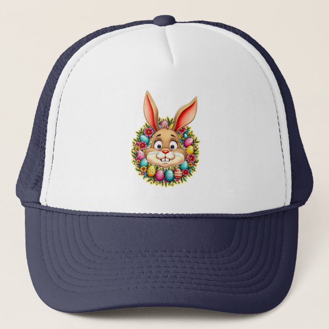 Cute Easter Bunny – Spring Flowers boné Trucker Hat (Front)
