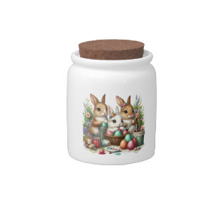 Cute, Easter Bunny/Spring paint party Candy Jar