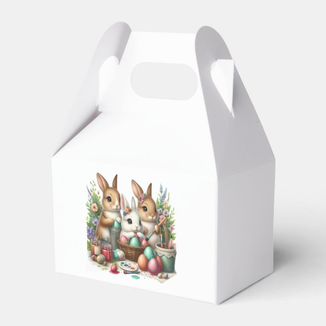 Cute, Easter Bunny/Spring paint party Favor Boxes (Front Side)