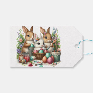 Cute, Easter Bunny/Spring paint party Gift Tags