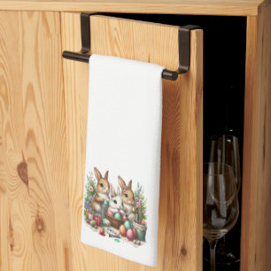 Cute, Easter Bunny/Spring paint party Kitchen Towel