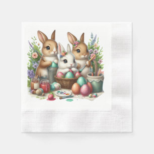 Cute, Easter Bunny/Spring paint party Napkins