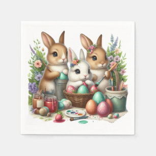 Cute, Easter Bunny/Spring paint party Napkins