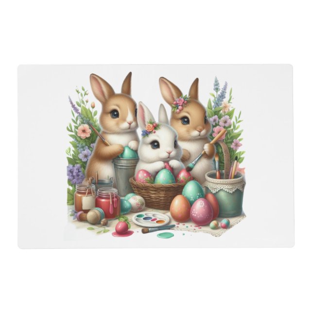 Cute, Easter Bunny/Spring paint party Placemat (Front)