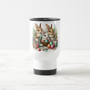 Cute, Easter Bunny/Spring paint party Travel Mug