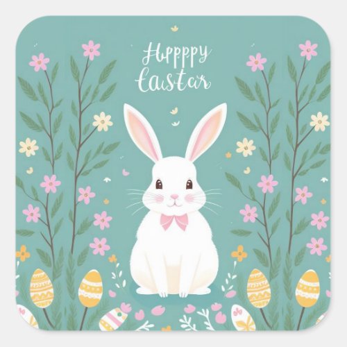 Cute Easter Bunny Square Sticker