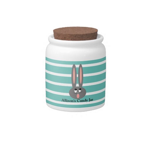 Cute Easter Bunny Striped Personalized Candy Jar