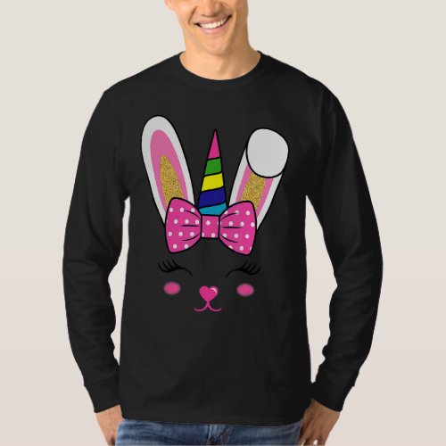 Cute Easter Bunny Unicorn Face Bunnicorn For Women T_Shirt