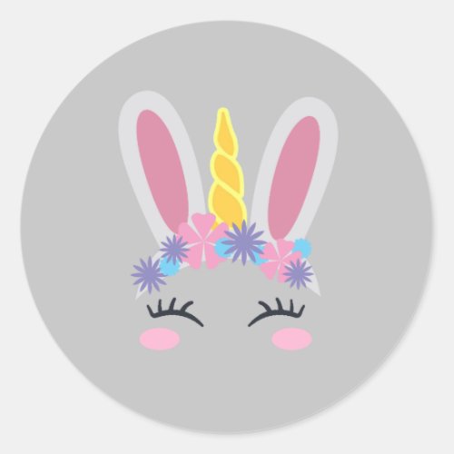 Cute Easter Bunny Unicorn Face Stickers