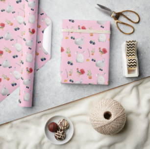 Cute Easter Bunny Watercolor Art Pattern Wrapping Paper