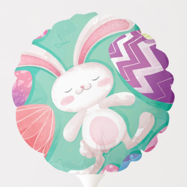 Cute Easter Bunny Watercolor | Balloon (Back)