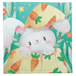 Cute Easter Bunny Watercolor Cloth Napkin