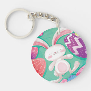 Cute Easter Bunny Watercolor   Keychain