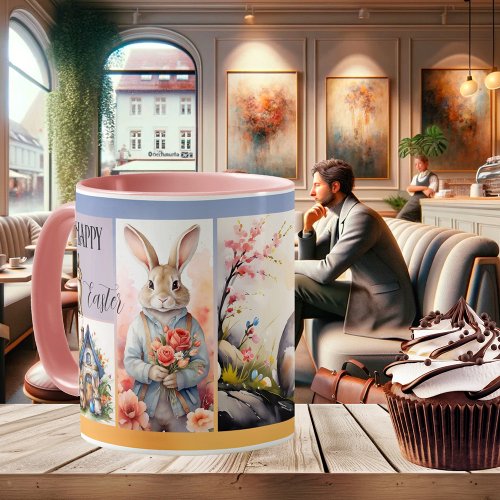 Cute Easter Bunny Watercolor or Photo  Coffee Mug