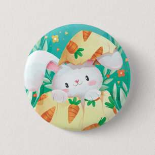 Cute Easter Bunny Watercolor Pin Button