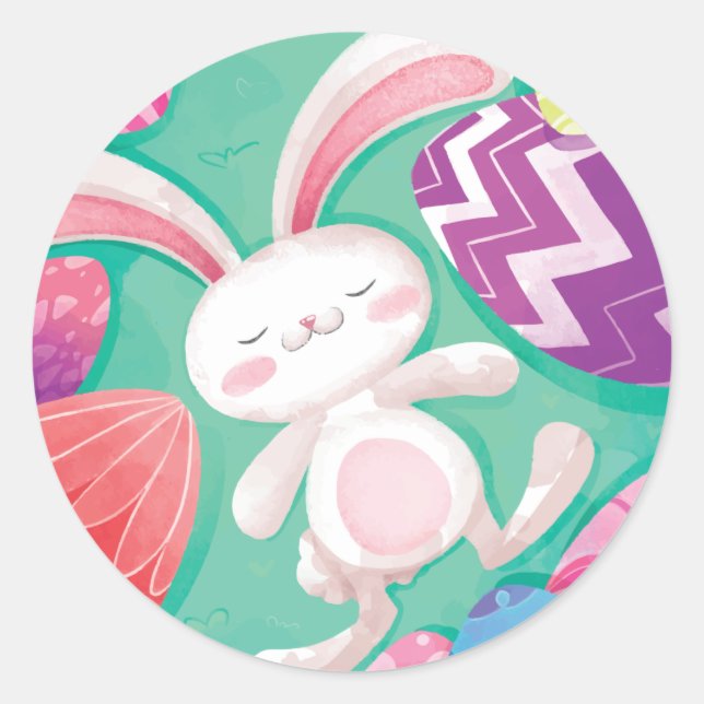 Cute Easter Bunny Watercolor | Sticker Seal (Front)