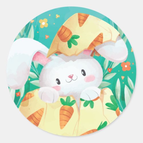 Cute Easter Bunny Watercolor  Sticker Seal